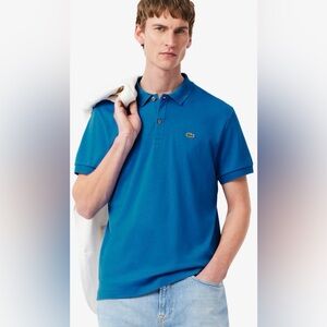 Lacoste Collared‎ Button Polo Shirt Men FR8 / US 3XL Blue Short Sleeve Cotton